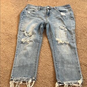 Judy Blue Light Blue Distressed Ankle Jeans- Size 13/31